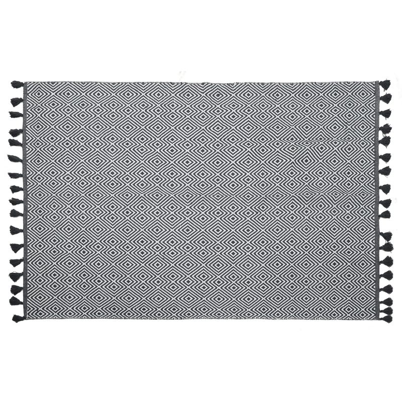 JUST HOME COLLECTION - Alfombra Algodón 160x230 cm  White/ DK grey