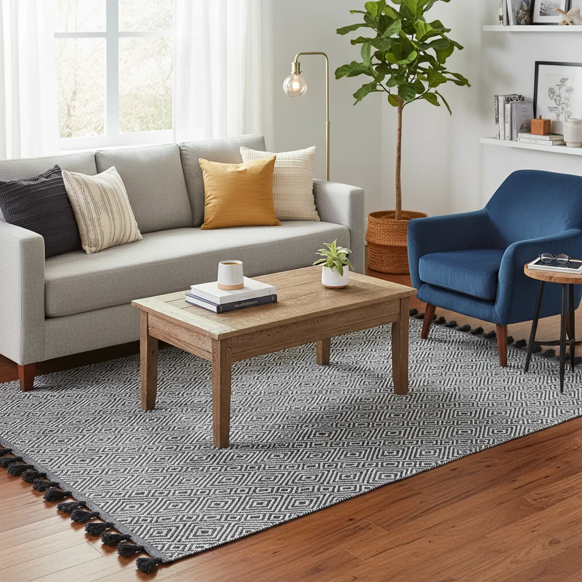 JUST HOME COLLECTION - Alfombra Algodón 160x230 cm White/ DK grey