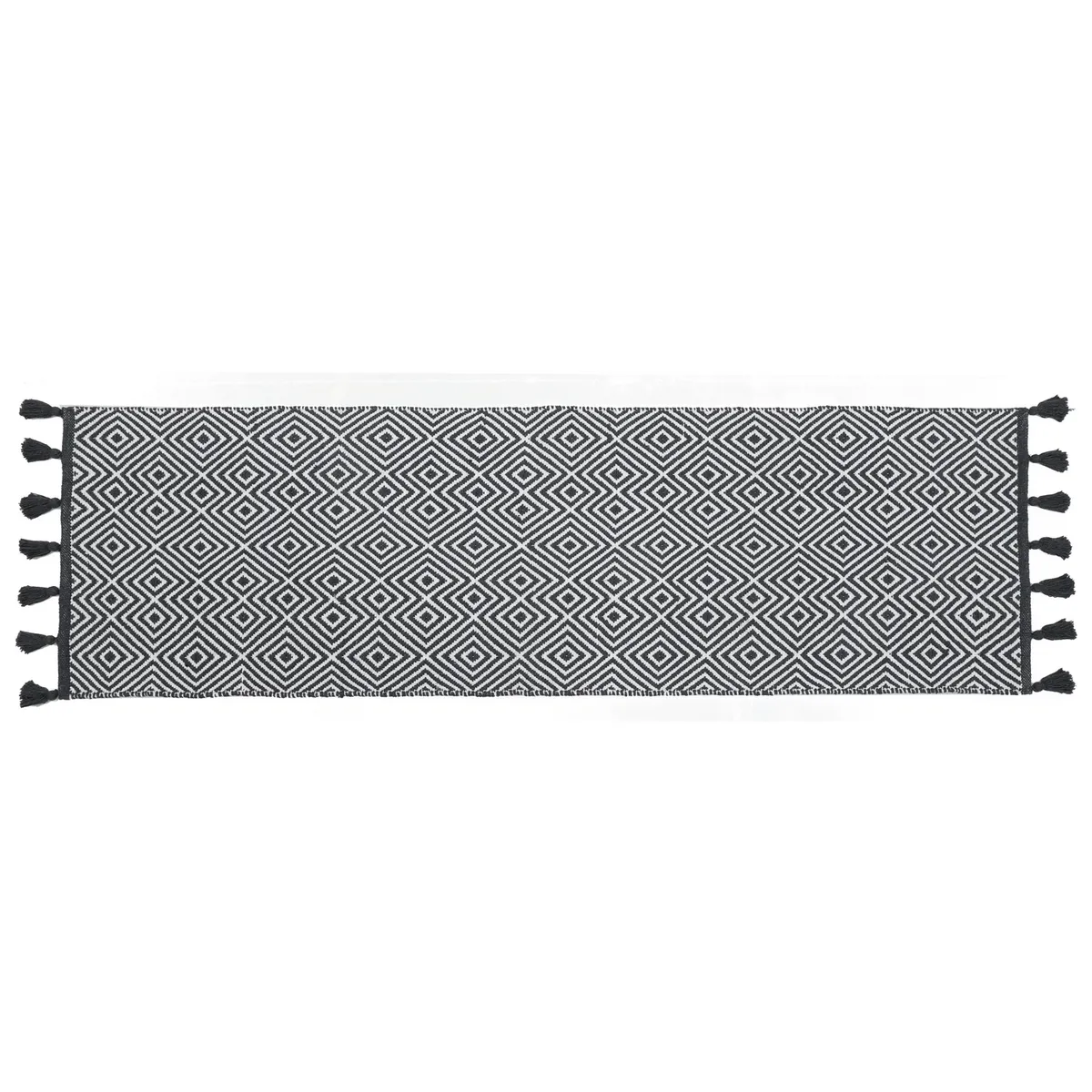 JUST HOME COLLECTION - Alfombra Pasillo Algodón 60x200 cm Blanco/Gris