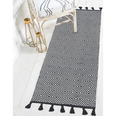 Imagen 2 del producto Alfombra Algodón 60x200 cm Algodón Blanco/Gris