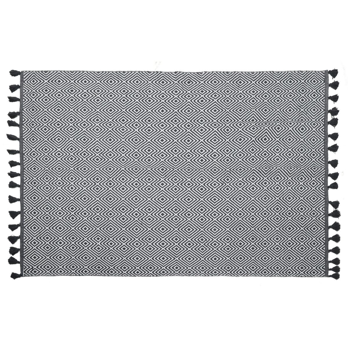 JUST HOME COLLECTION - Alfombra Algodón 120x170 cm Algodón Blanco/Gris