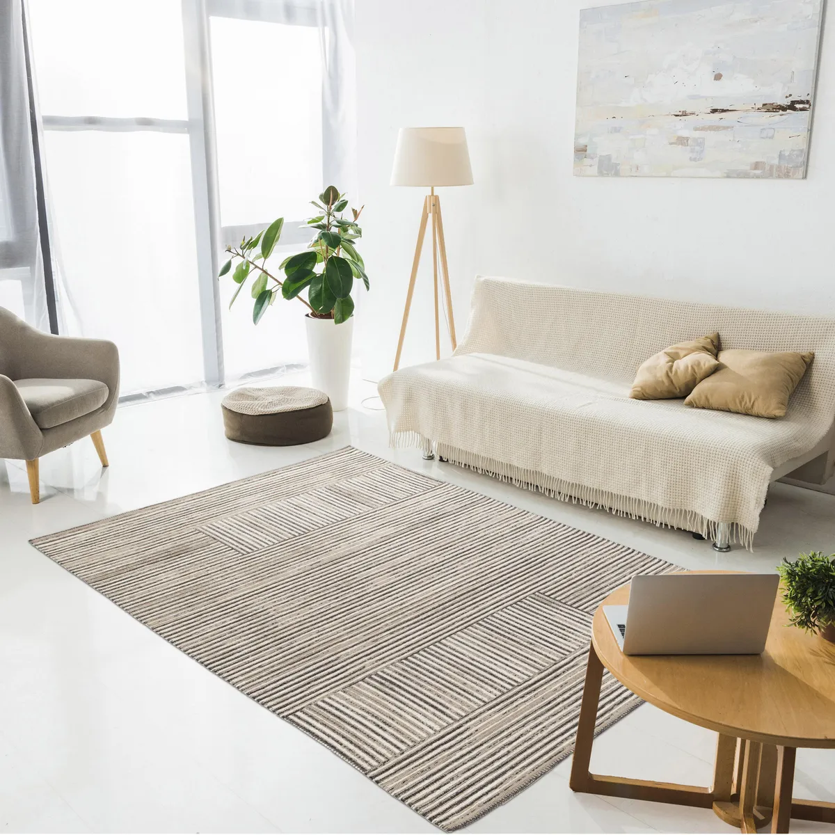 JUST HOME COLLECTION - Alfombra Grande Groove Weave 200x290 cm Plástico Café