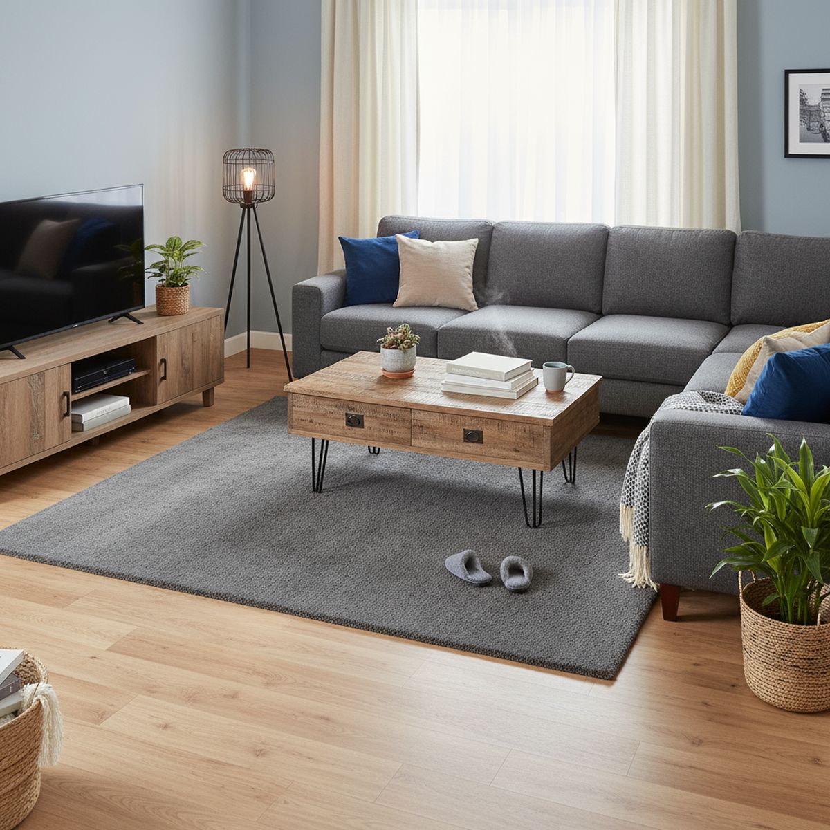 JUST HOME COLLECTION - Alfombra Reno 160x230 cm Plástico Gris