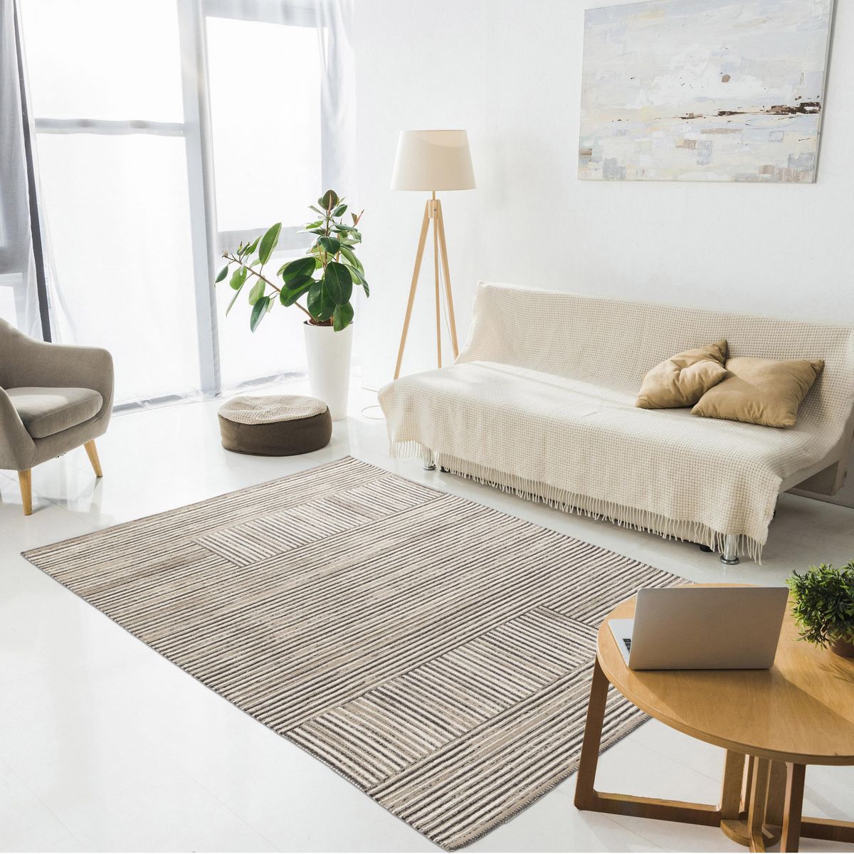 JUST HOME COLLECTION - Alfombra Groove Weave 160x230 cm Plástico Café