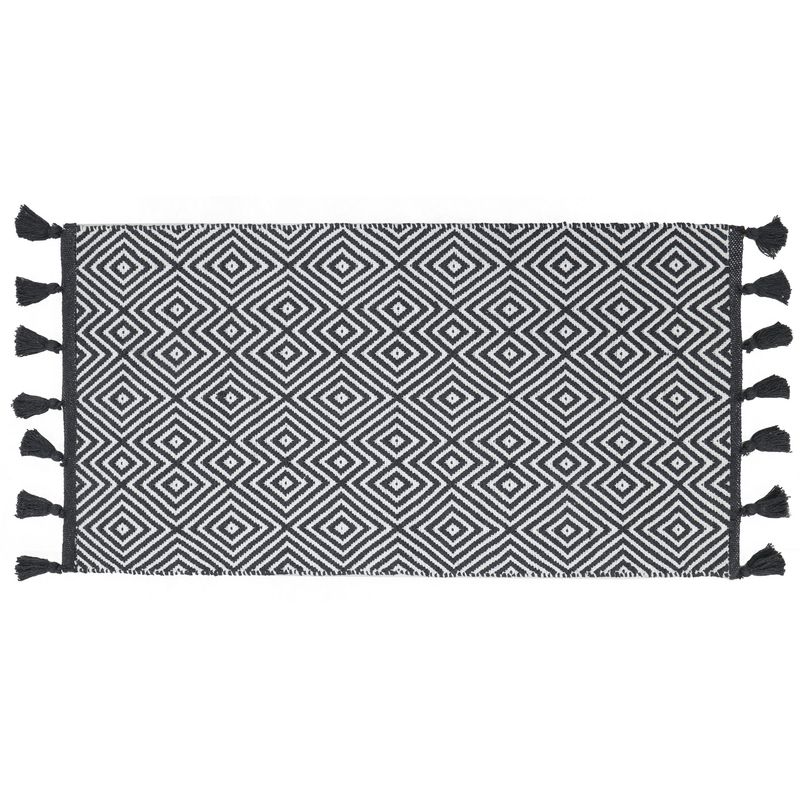JUST HOME COLLECTION - Bajada de Cama Algodón 60x110 cm  Blanco/Gris
