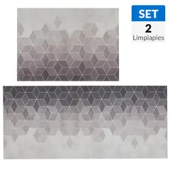 CASA BONITA - Set 2 Limpiapiés Cocina 50x70 cm y 50x120 cm Gris