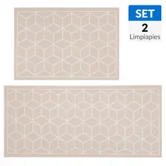 CASA BONITA - Set 2 Limpiapiés Cocina 50x70 cm y 50x120 cm Beige