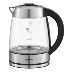 WURDEN - Hervidor Selector Temperatura Panel Digital Touch 1.7 Litros Plata; Transparente WKET-GLASSTEM