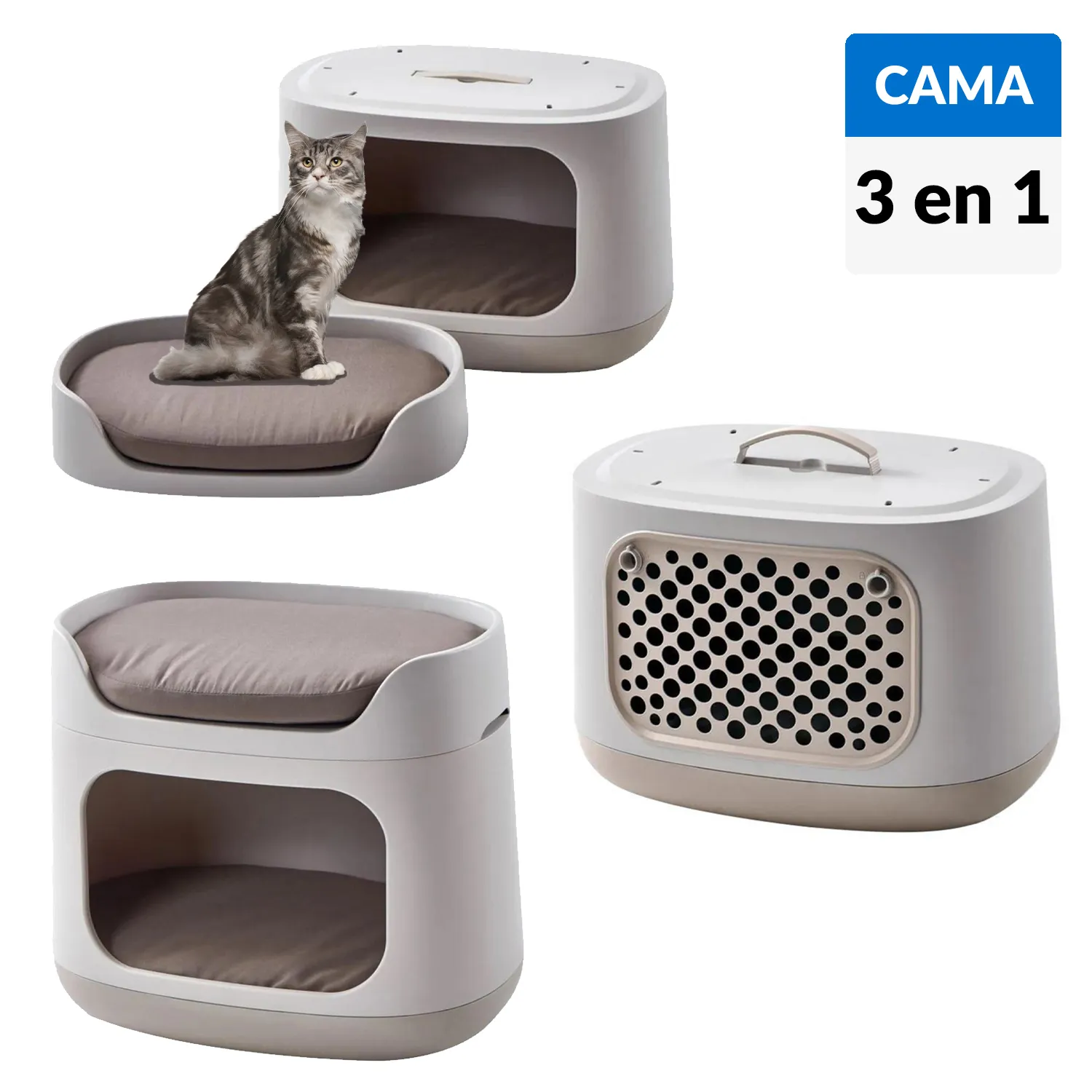 Cama, casa y transportadora para Perro y gato 42x60x39 cm Gris