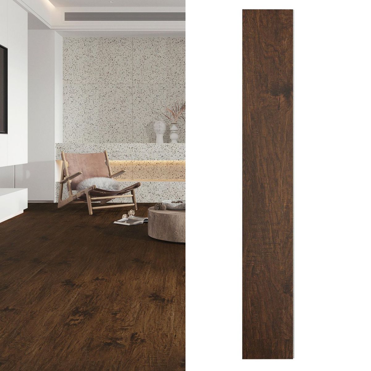 HOLZTEK - Piso Vinílico SPC 3.2 mm 18.2x122 cm MULBERRY Café 3.11 m2