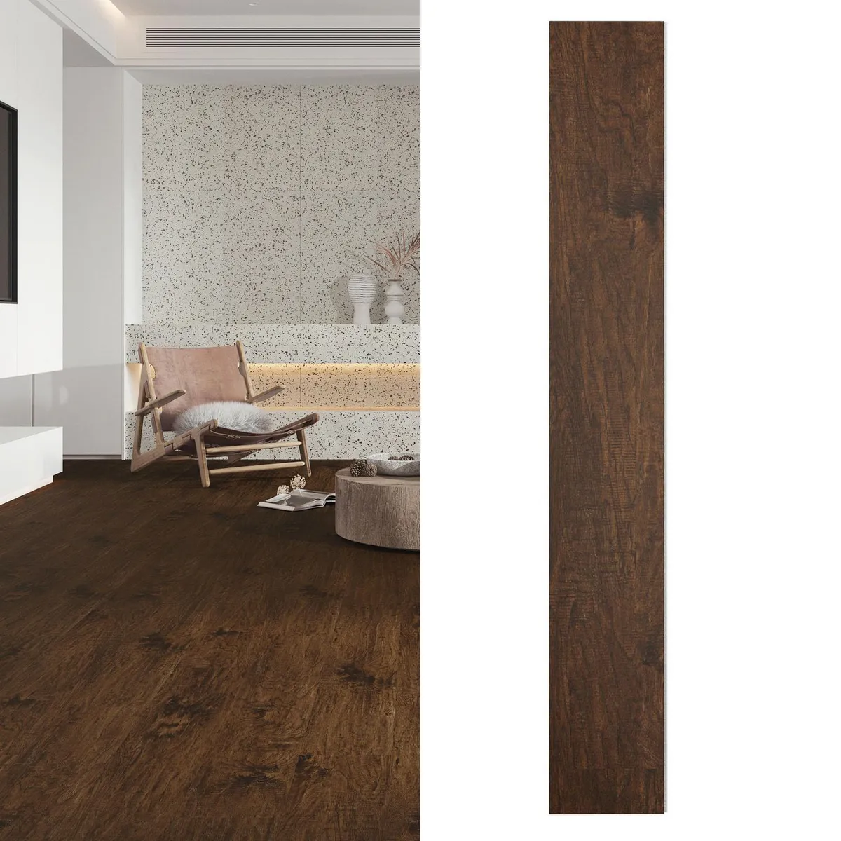 HOLZTEK - Piso Vinílico SPC 3.2 mm 18.2x122 cm MULBERRY Café 3.11 m2