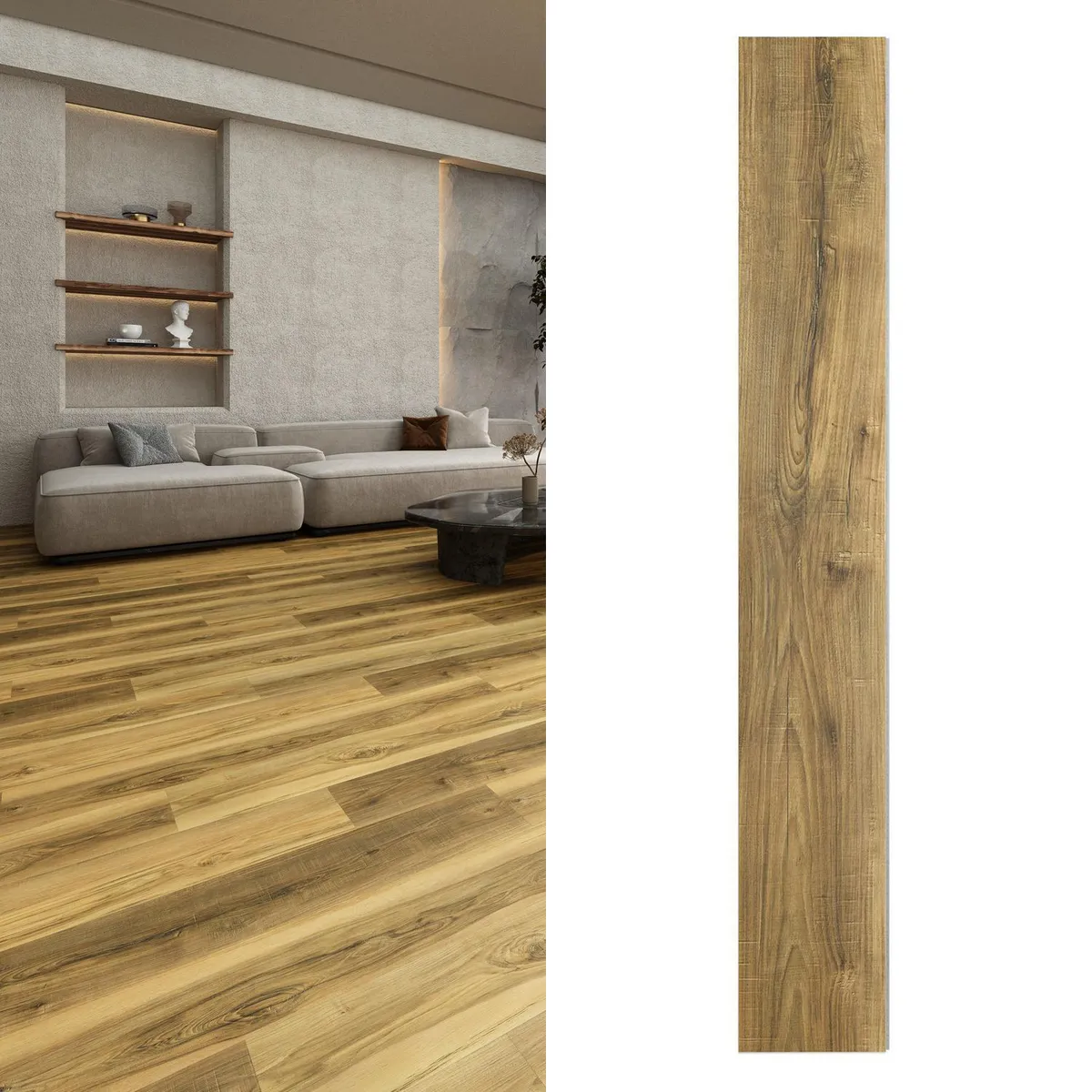 HOLZTEK - Piso Vinílico SPC 3.2 mm 18.2x122 cm Sunshine Café Claro 3.11 m2