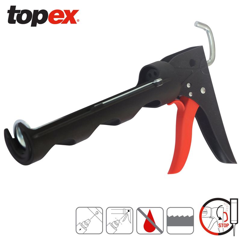 TOPEX - Pistola Calafatera Fibra De Vidrio Antigoteo