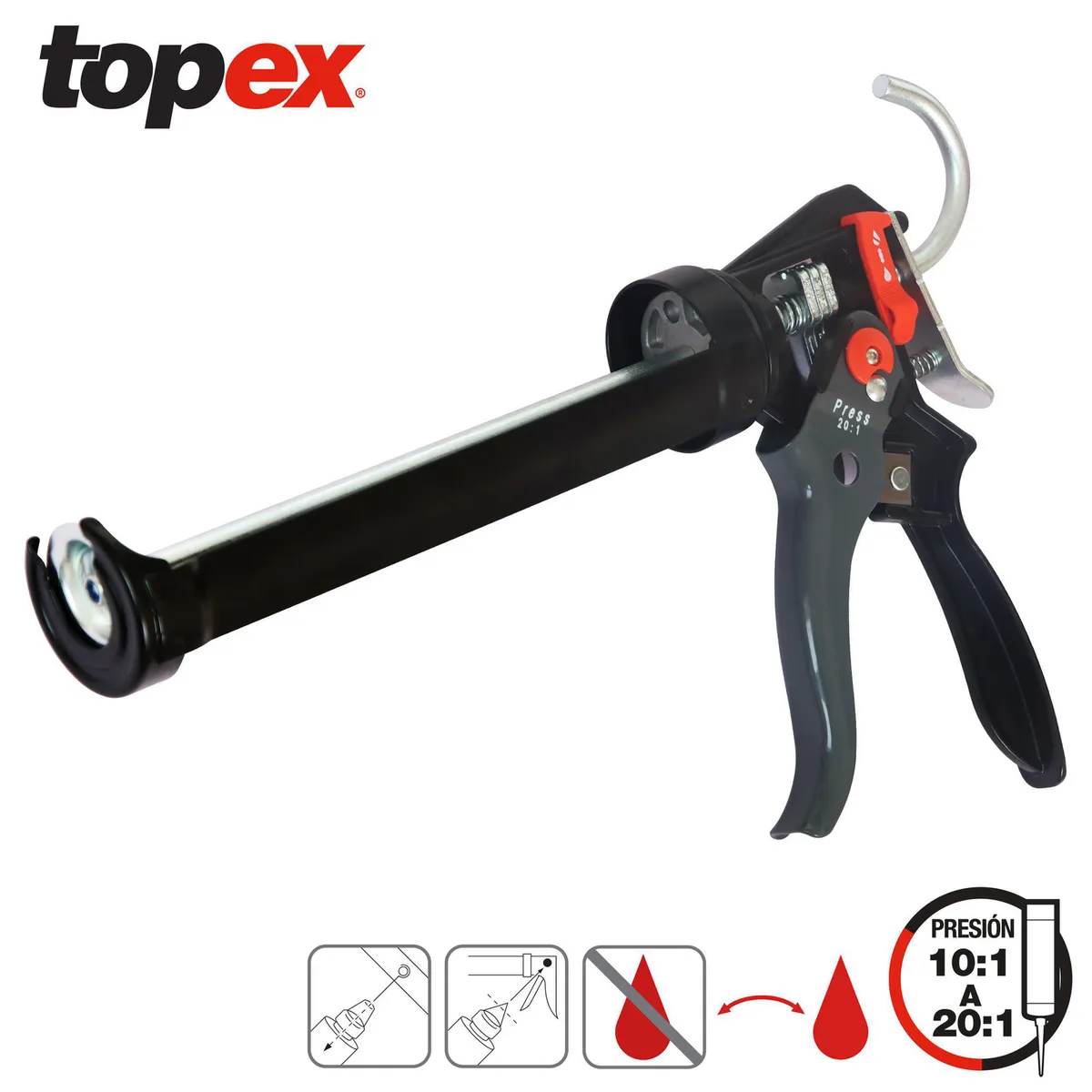 TOPEX - Pistola Calafatera Profesional Topex Antigoteo con Empuje