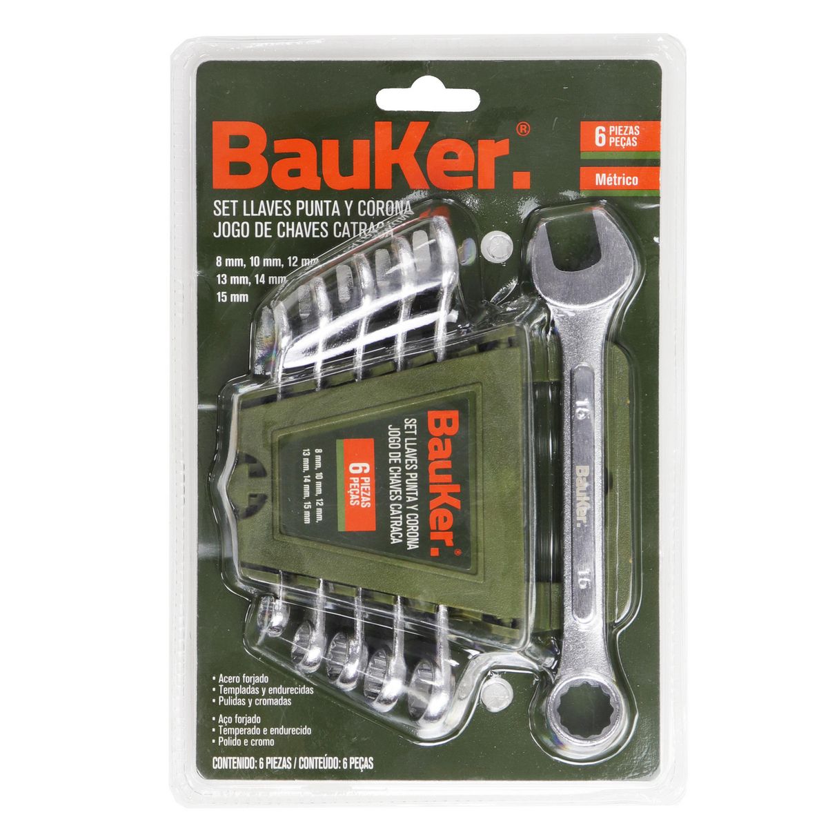 BAUKER - Set de llaves punta corona 6 unidades