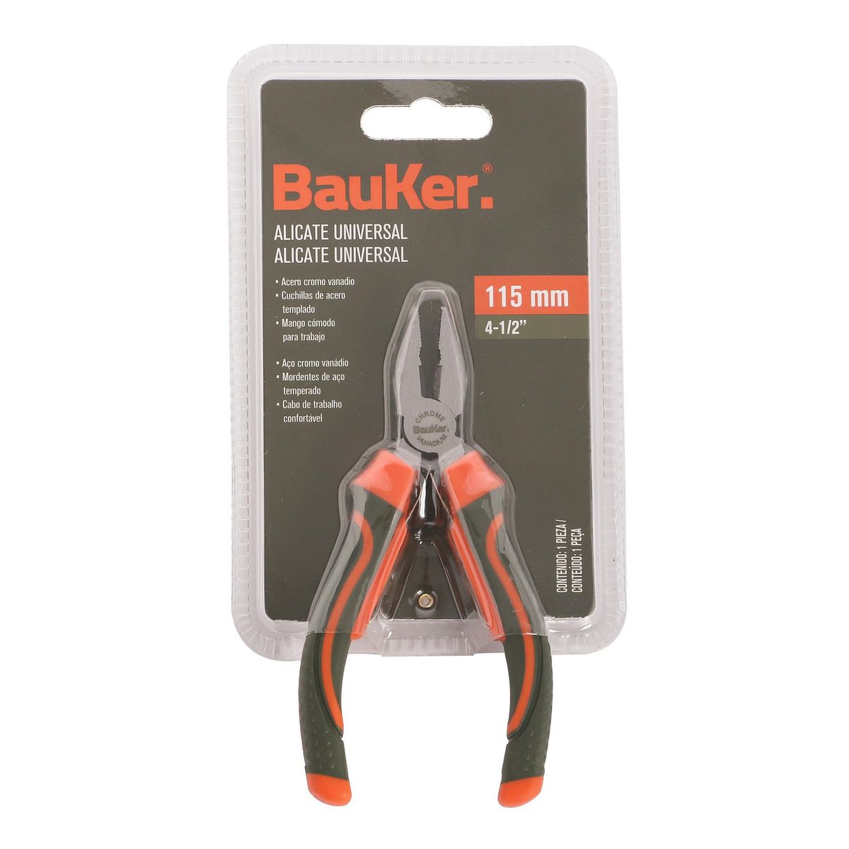 BAUKER - Alicate universal 4 1/2" acero
