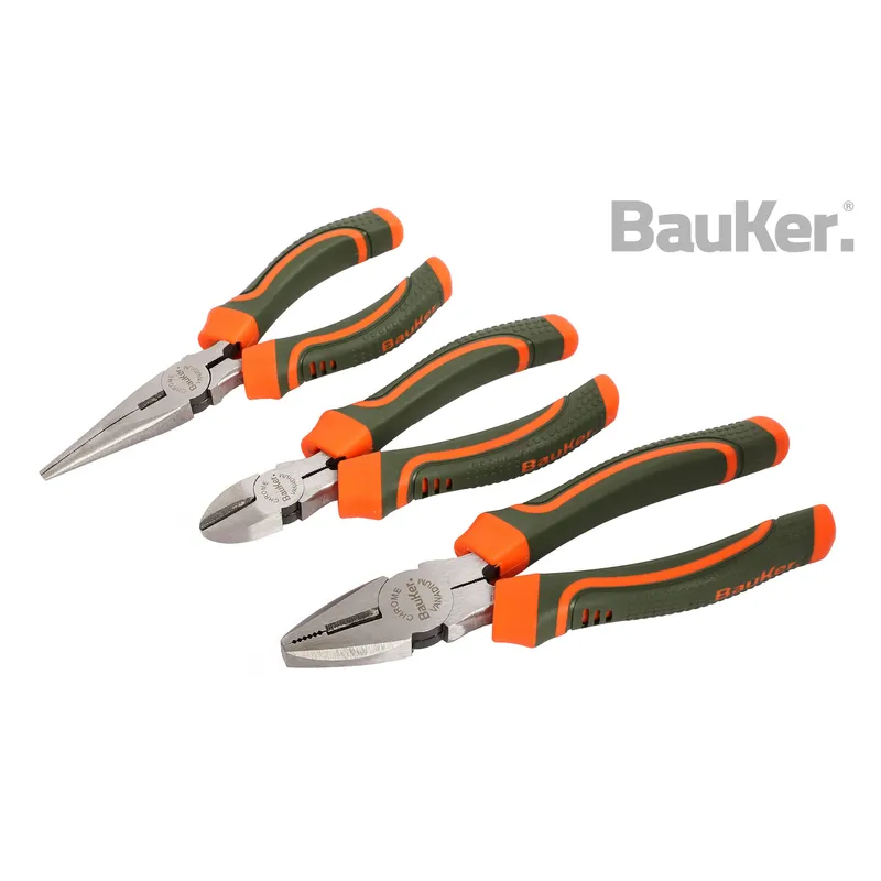 BAUKER - Set de alicates acero 3 unidades