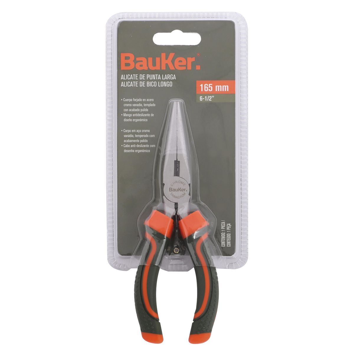 BAUKER - Alicate de punta 6 1/2" acero