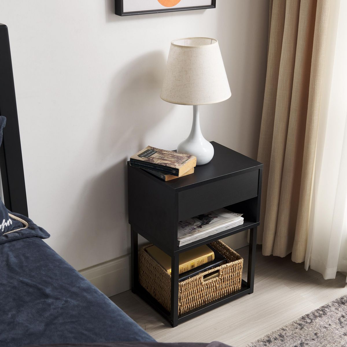 JUST HOME COLLECTION - Velador 1 Cajón(es) España 40x55.3x30 cm Negro