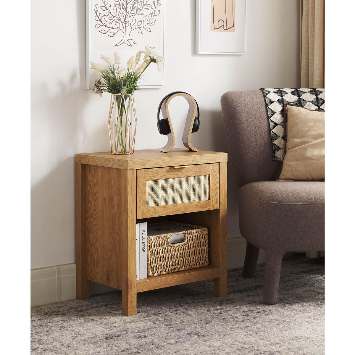 JUST HOME COLLECTION - Velador 1 Cajón(es) Turquia 50x60x38 Café