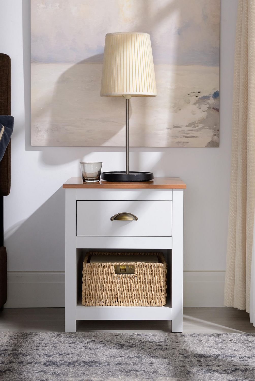 JUST HOME COLLECTION - Velador 1 Cajón(es) China 46x55x39.7 Café, Blanco