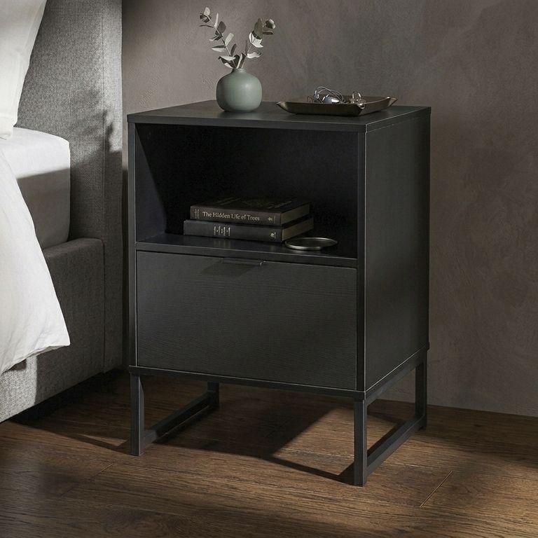 Velador 1 Cajón(es) Francia 39.4x70.5x48.3 cm Negro