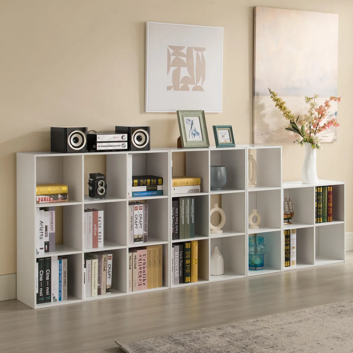 JUST HOME COLLECTION - Librero MDF 4 Nivel(es) 30.8x90x30 cm Blanco