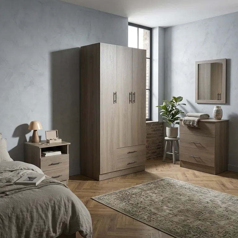 Closet + Cómoda + Velador Riomel 46,5x81,4x182 cm