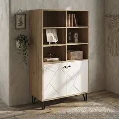 JUST HOME COLLECTION - Vitrina Tonga Melamina Nivel(es) 79.7x135.2x39 cm Café, Blanco