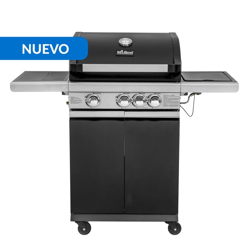 MR BEEF - Parrilla a gas 5293-01-SBB 3 Quemadores 1 Quemador Lateral