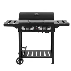 MR BEEF - Parrilla a Gas Plus 4 Quemadores con Bandejas y Termómetro