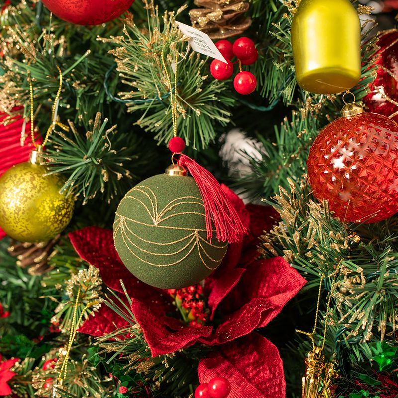 DEAR SANTA - Bola floqueada verde 8 cm