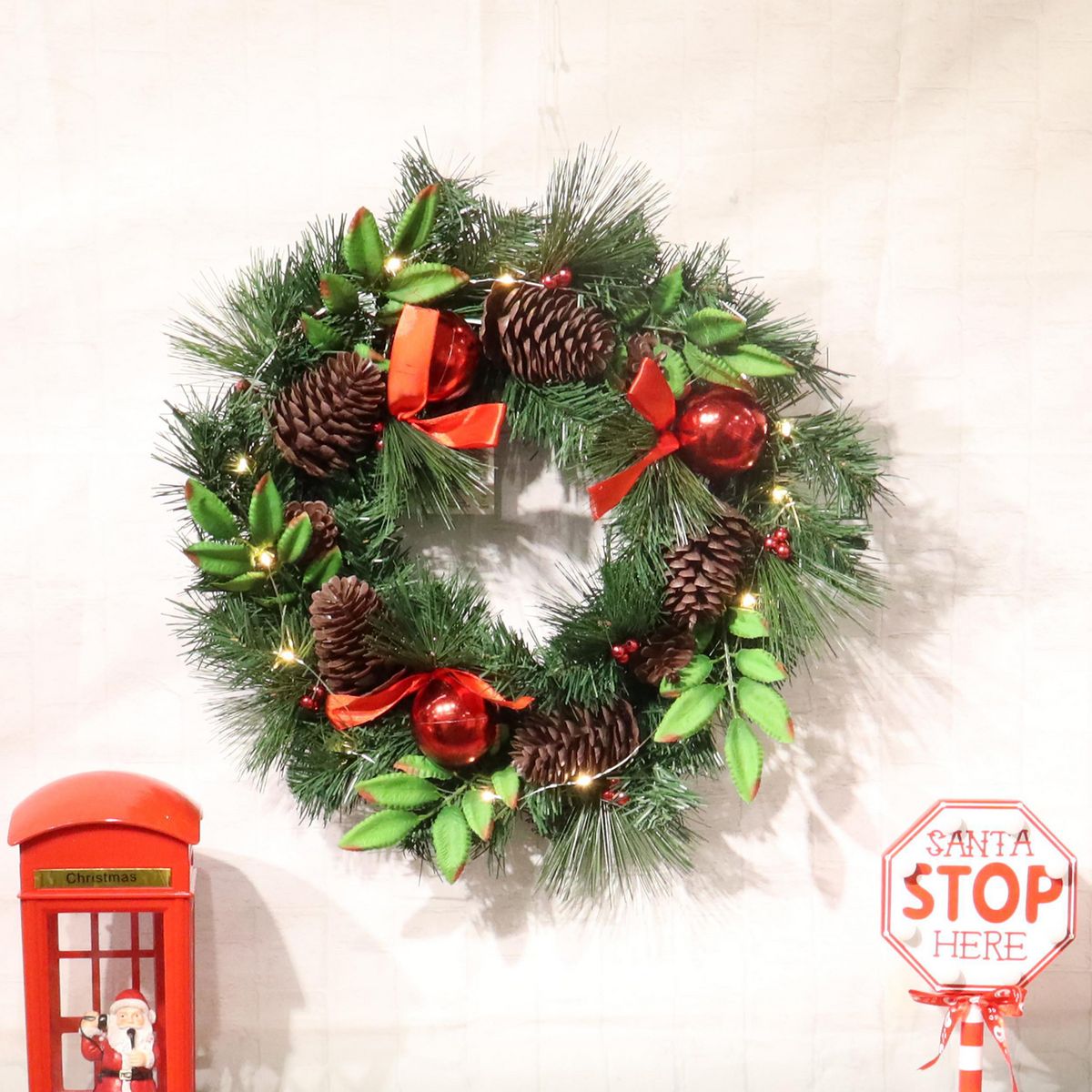 DEAR SANTA - Corona led 15 luces cal 45 cm bat