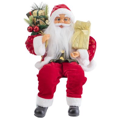 Santa con bolsa/regalo 40 cm rojo