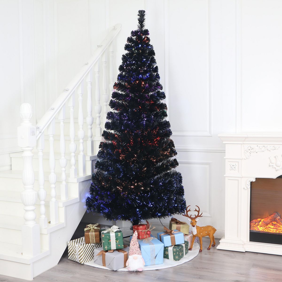 DEAR SANTA - Árbol Navidad con Luces Fibra Óptica 90x210 cm Luces Multicolores