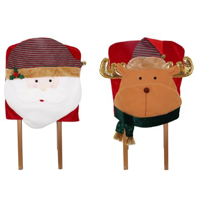 Set 2 fundas sillas santa reno rojo
