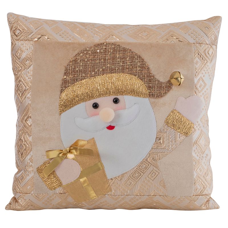 DEAR SANTA - Cojín santa 38x38 cm dorado