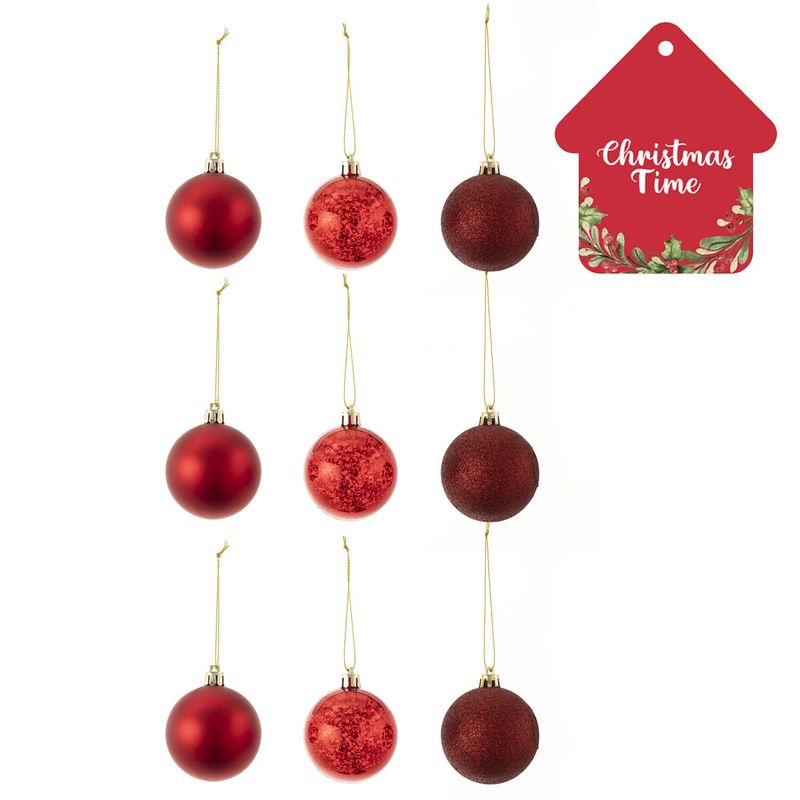 DEAR SANTA - Setx9 esfera 8 cm rojo/morada