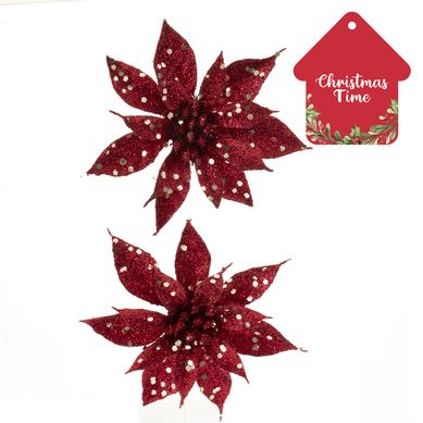 Set 2 pointsettia c/clop rojo