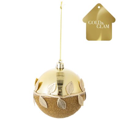 Esfera hoja decorativa 8 cm dorada