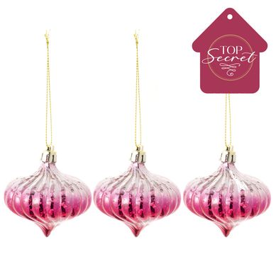 Adorno Set 3 6 cm cebolla rosa