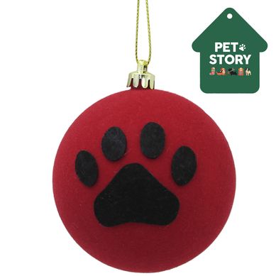 Adorno huella perro 9 cm rojo