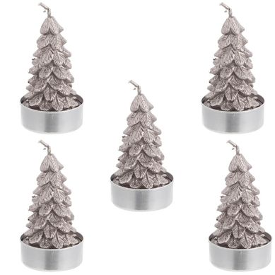 Set 6 vela rbol gris 3,8 cm