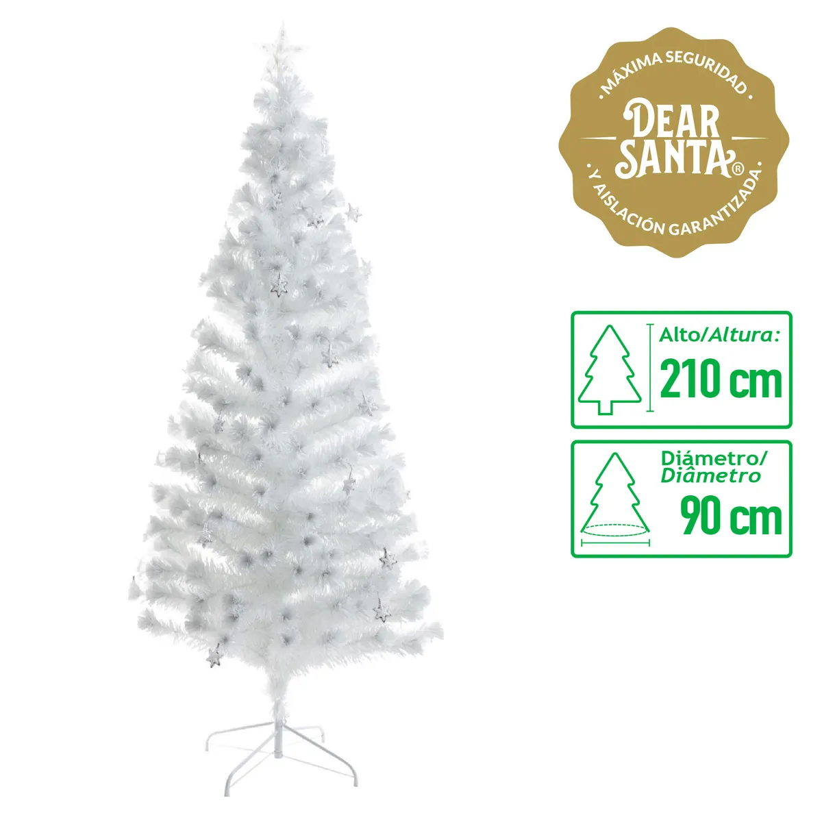 DEAR SANTA - Árbol de Navidad Fibra Óptica 90 x 210 cm Blanco