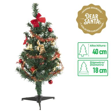 rbol de Navidad Mesa 18x40 cm Verde/Rojo o dorado