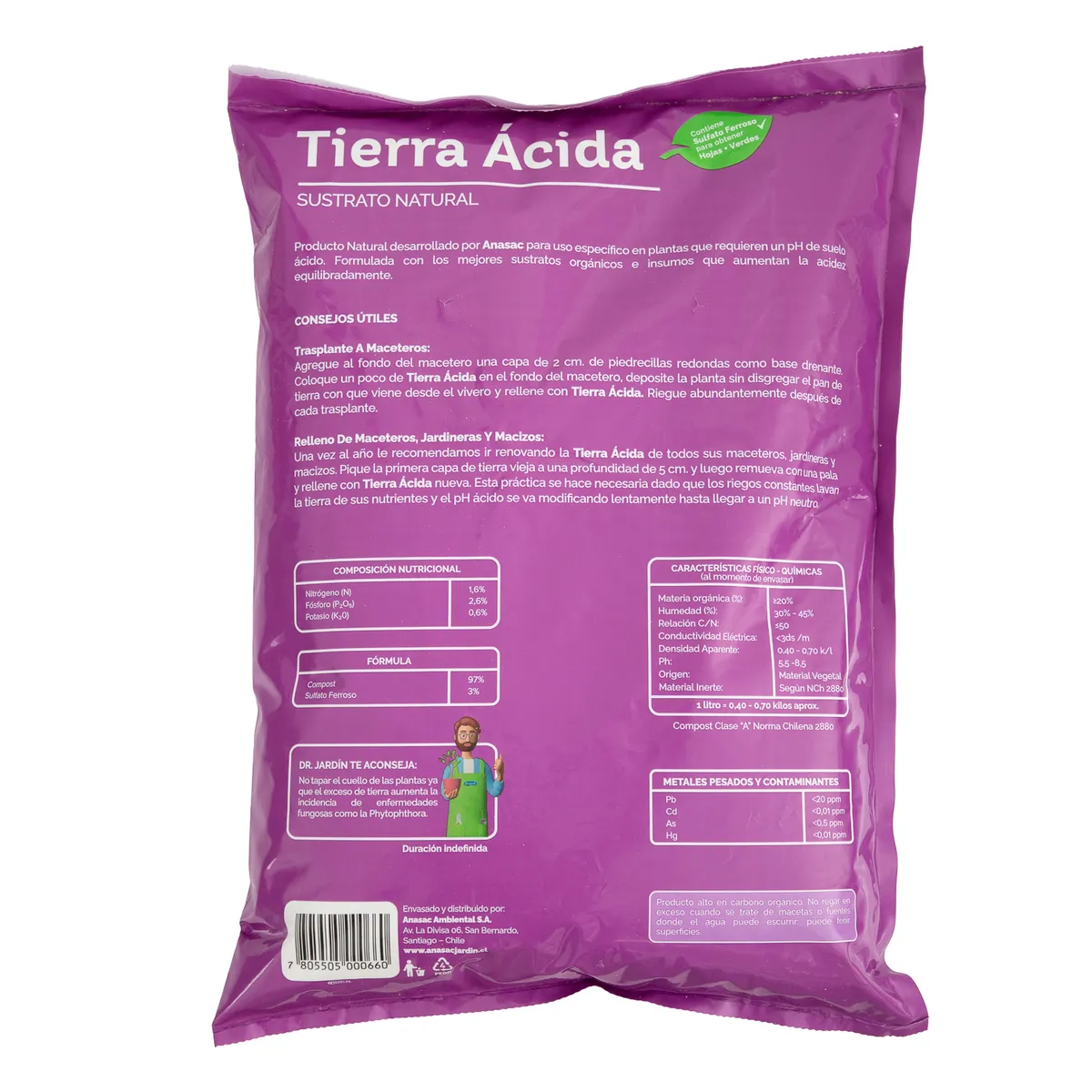 ANASAC - Tierra Acida para Jardín 6 litros saco