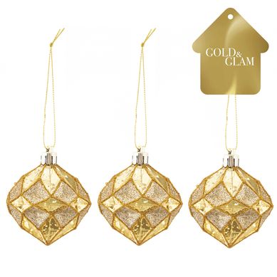 Set 3 adorno diamante 5,5 cm