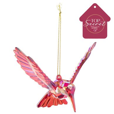 Adorno rbol colibri 10 cm fucsia