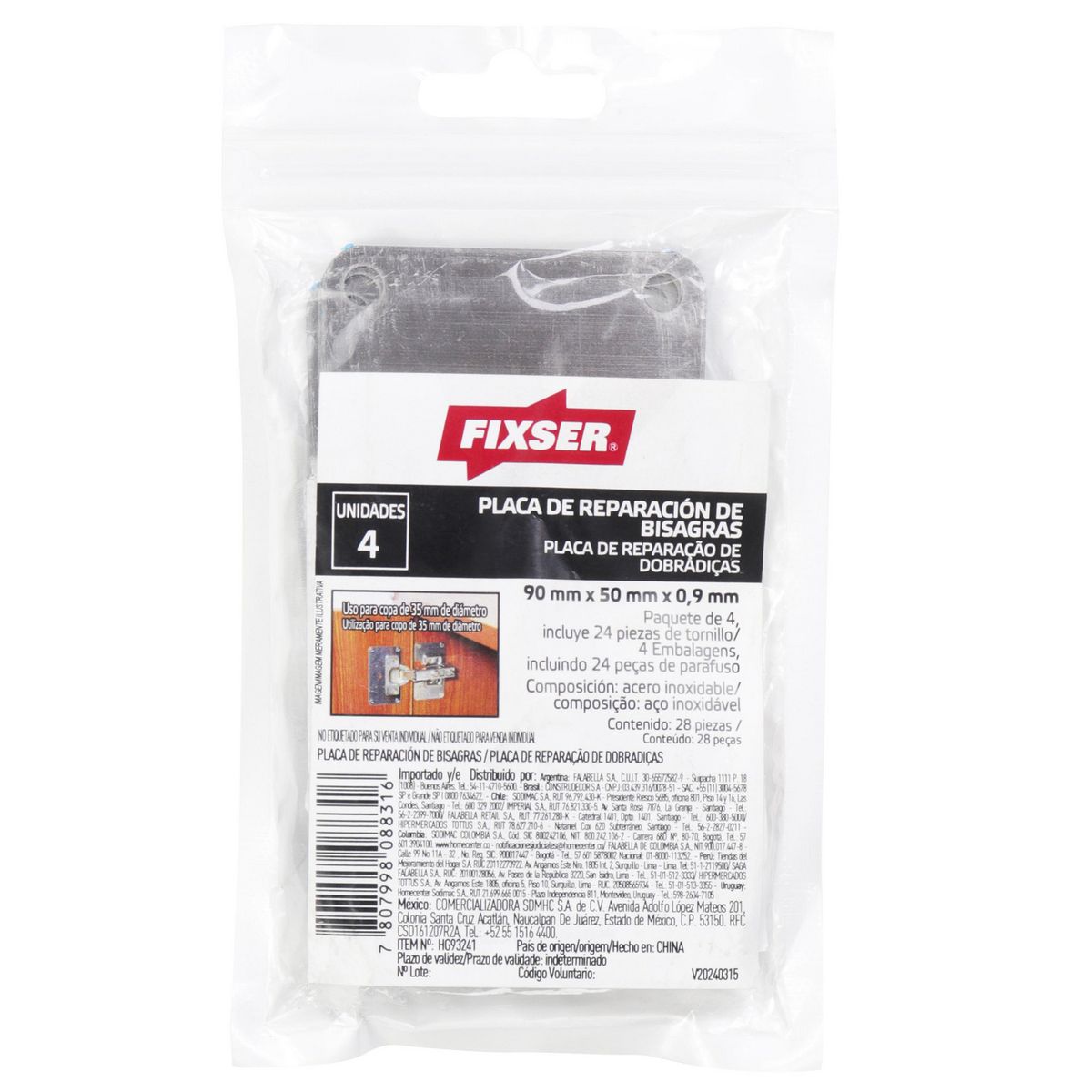 FIXSER - Kit reparación bisagras