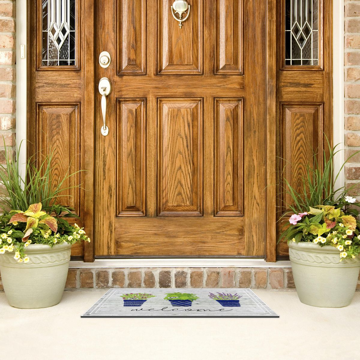 JUST HOME COLLECTION - Limpiapiés Maceteros 45x75 cm Caucho Reciclado Gris/Azul/Verde